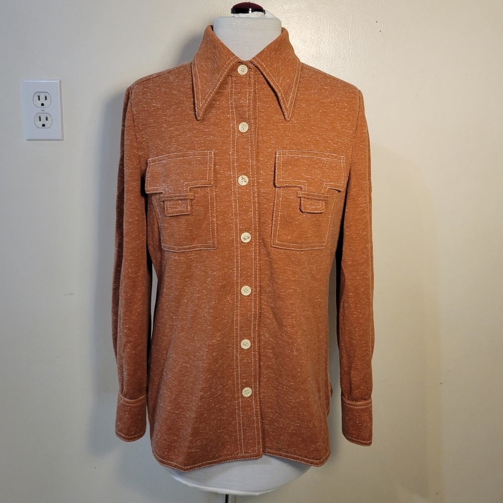 Act III: Women's Small Vintage Western Burnt Orange Button down Shirt Shacket